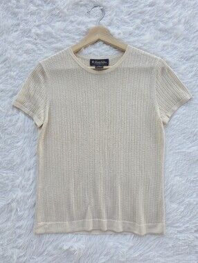 Brooks Brother Cream Silk Cashmere Knit Tee